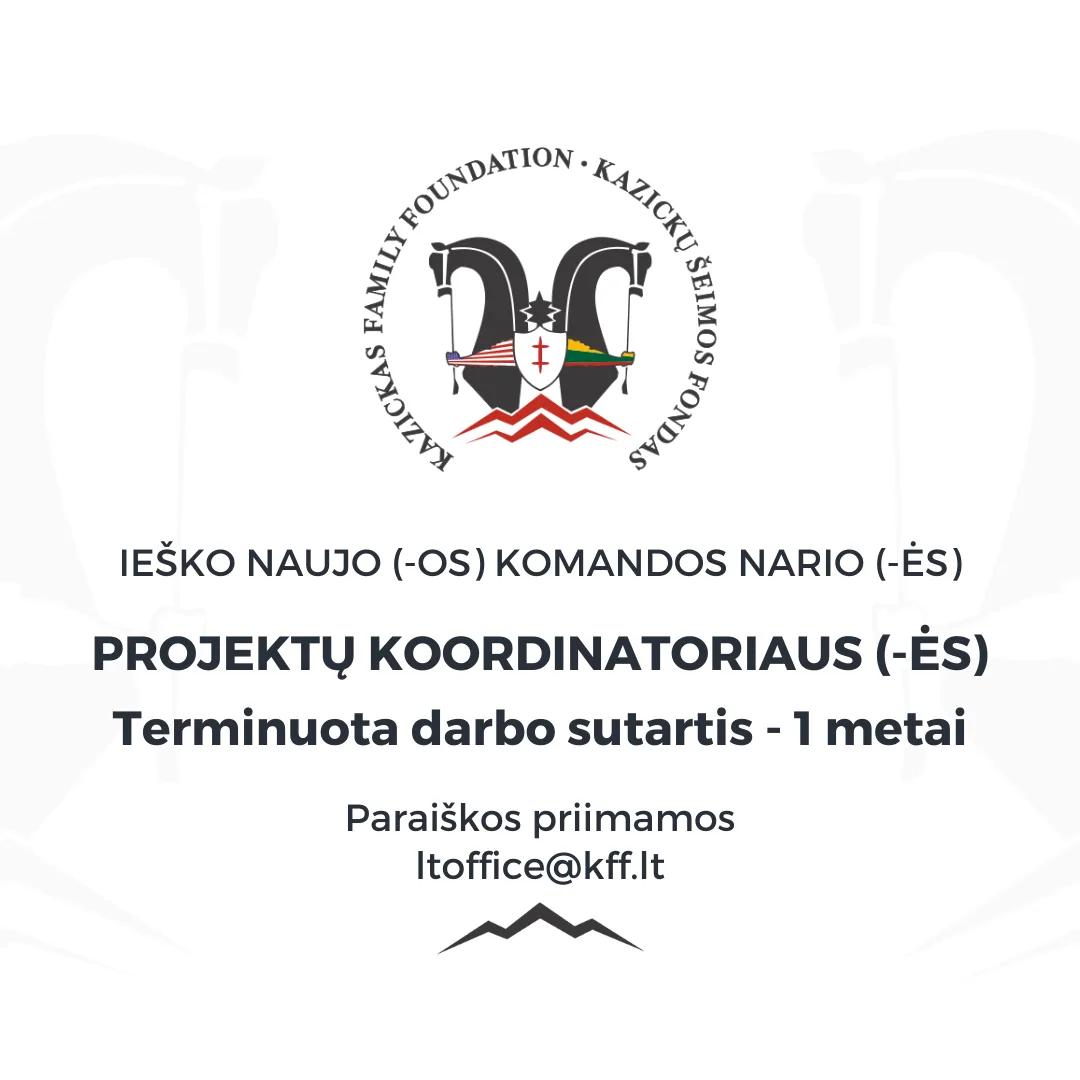 KŠF projektų koordinatorius (-ė) (terminuota darbo sutartis - 1 metai)